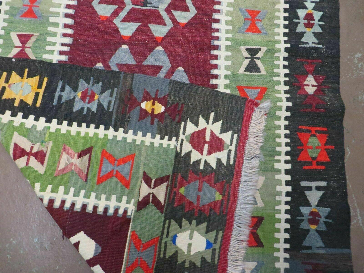 3' 8" X 5' Vintage Turkish Kilim Handmade Flat Weave Wool Rug Veg Dyes - Jewel Rugs, view 11