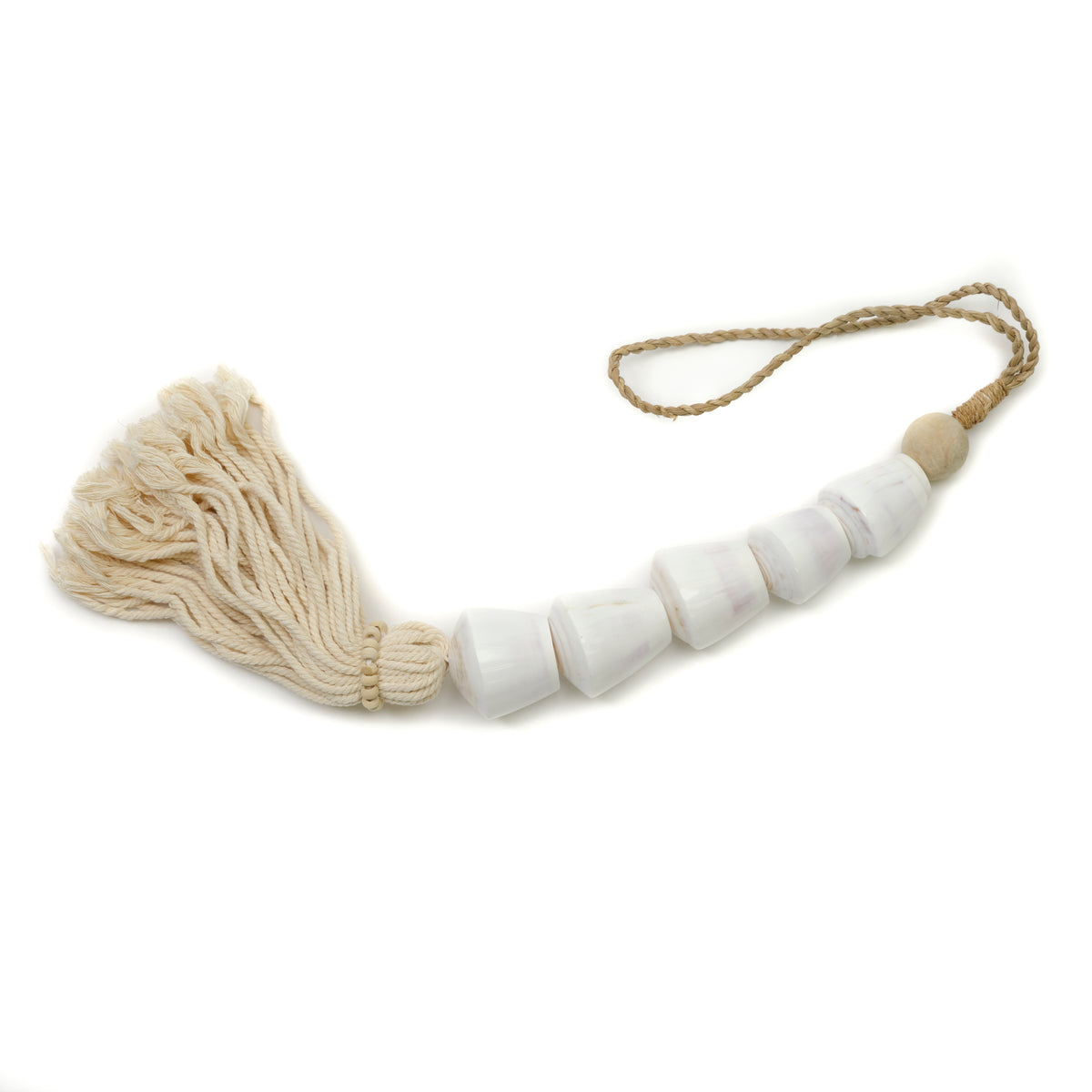 26" Long White Shell Tassels