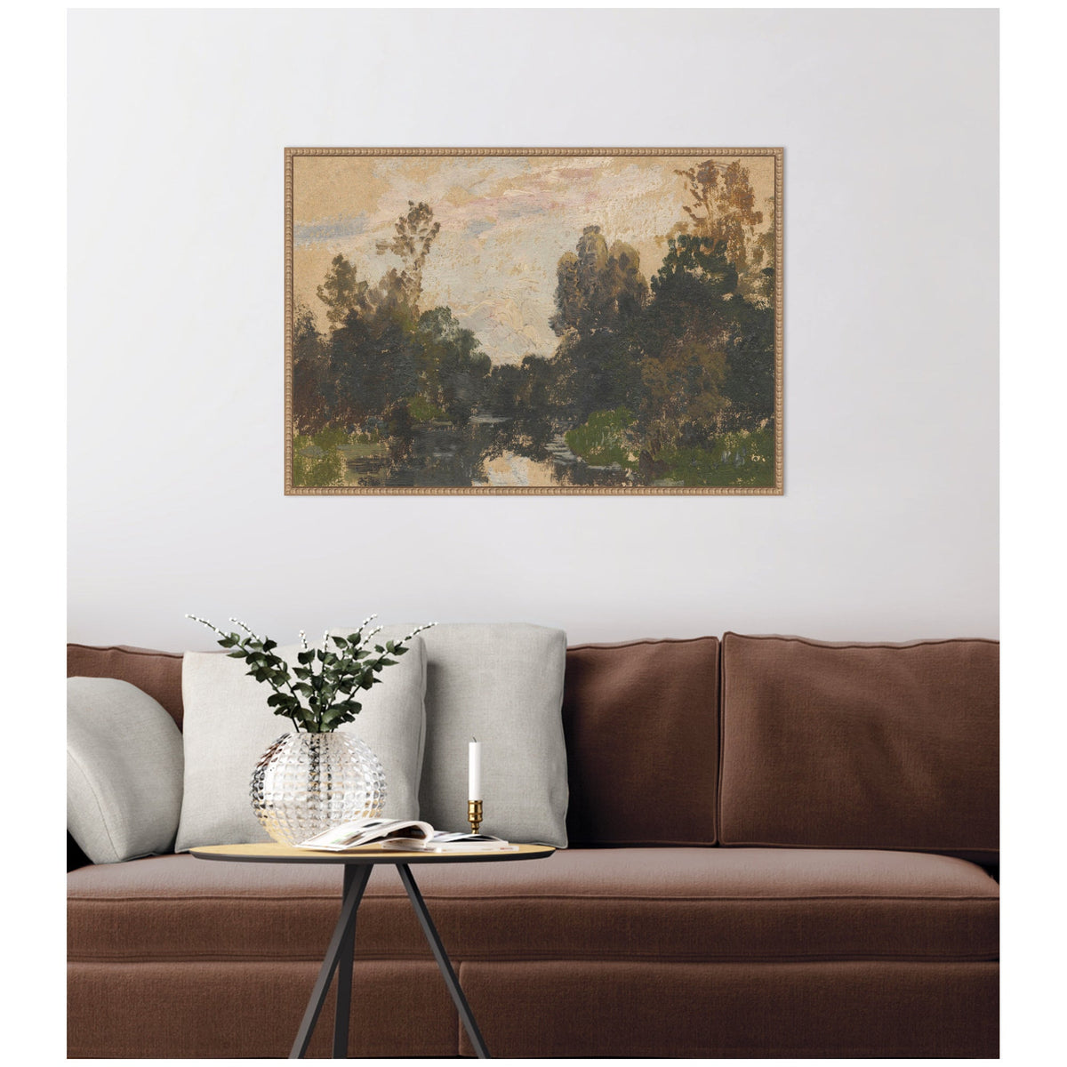 Landscape by the River Barycz by Adolf Dressler by Nostalgia Prints Framed Canvas Wall Art Print