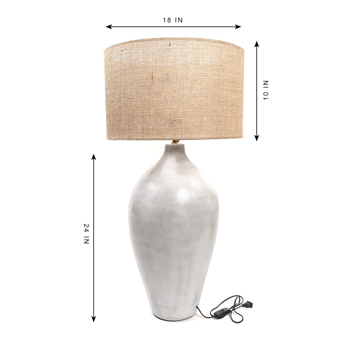 34" Hopson Cement Table Lamp With Jute Lamp Shade(85190141)