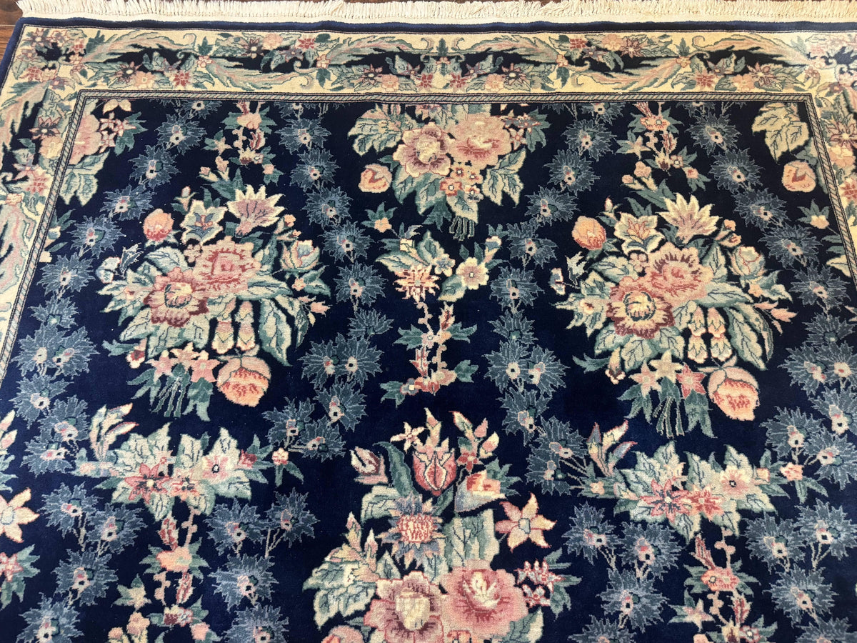 Sino Persian Rug 6x9, Navy Blue, Floral - Jewel Rugs, view 4