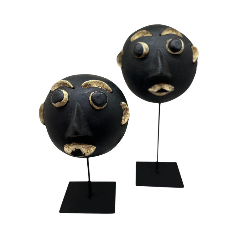 9" Coconut Mask with Stand Antique Black image 3