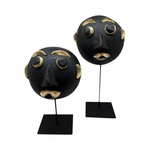 9" Coconut Mask with Stand Antique Black image 2