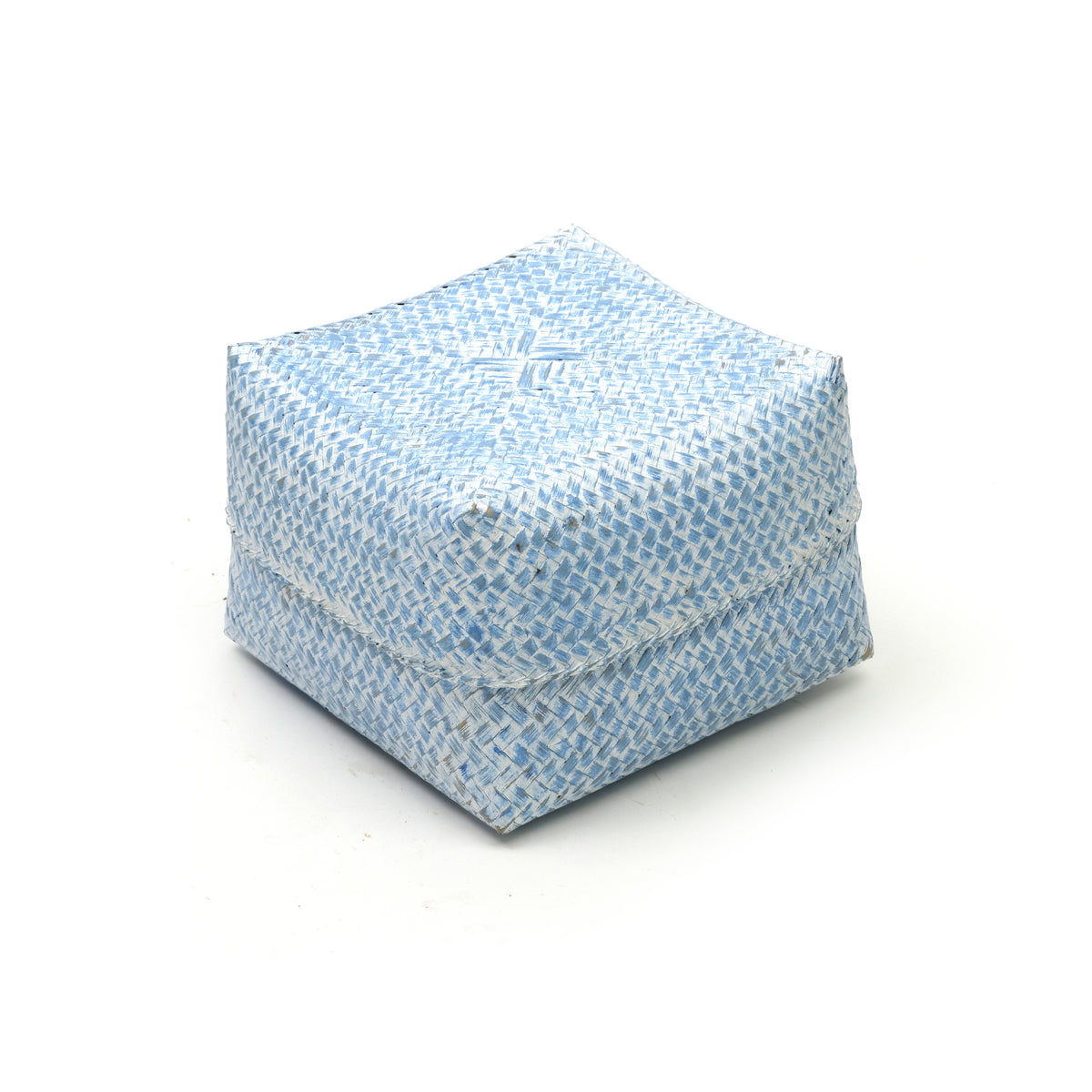 Set of 3 Rattan Boxes Weathered Blue