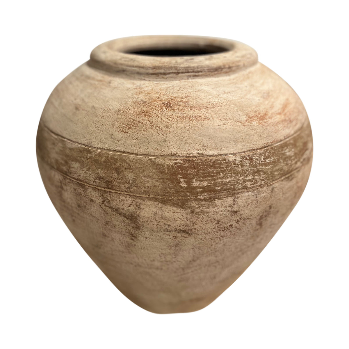 17 Inches Tribe Water Jar with Light Brown Stripes