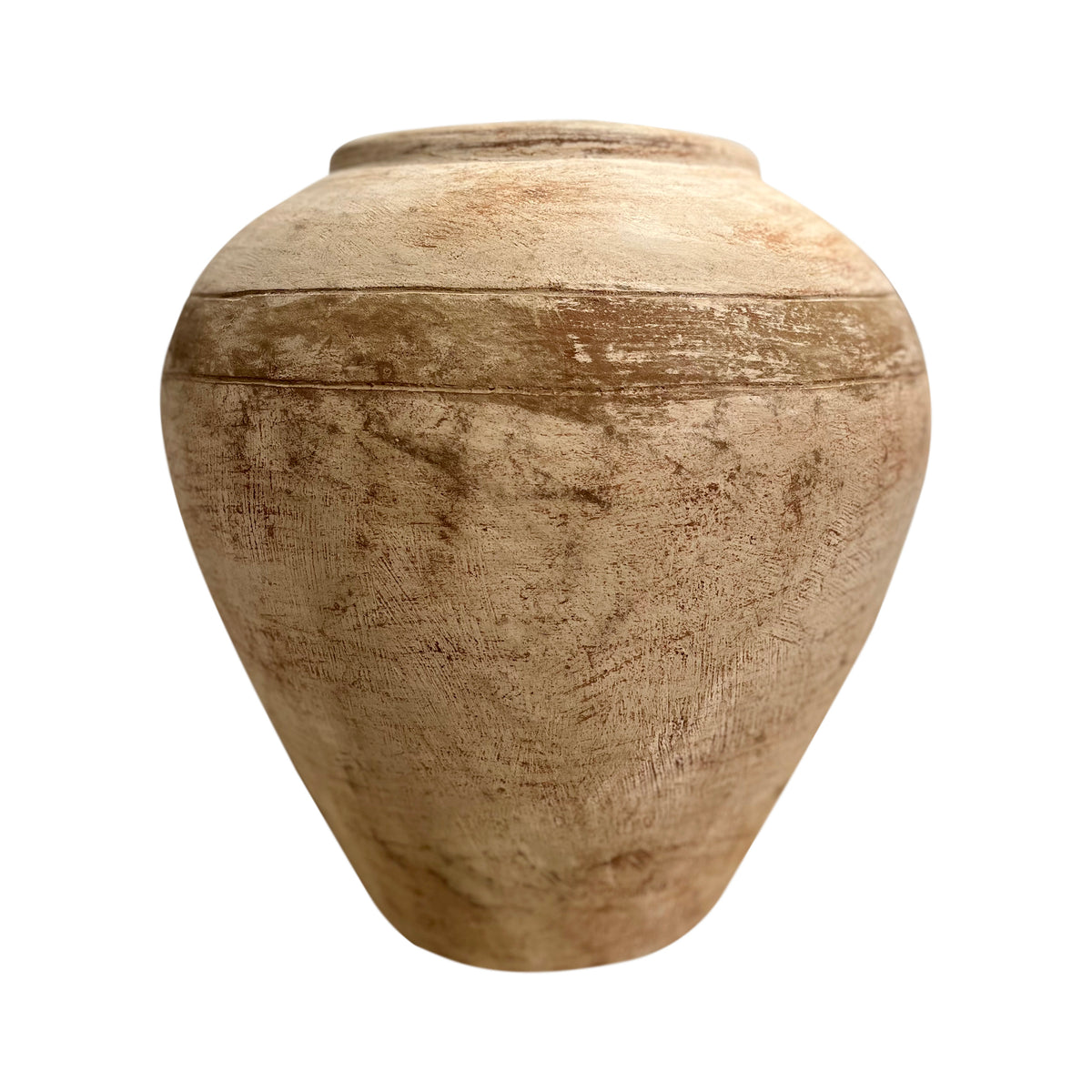 17 Inches Tribe Water Jar with Light Brown Stripes