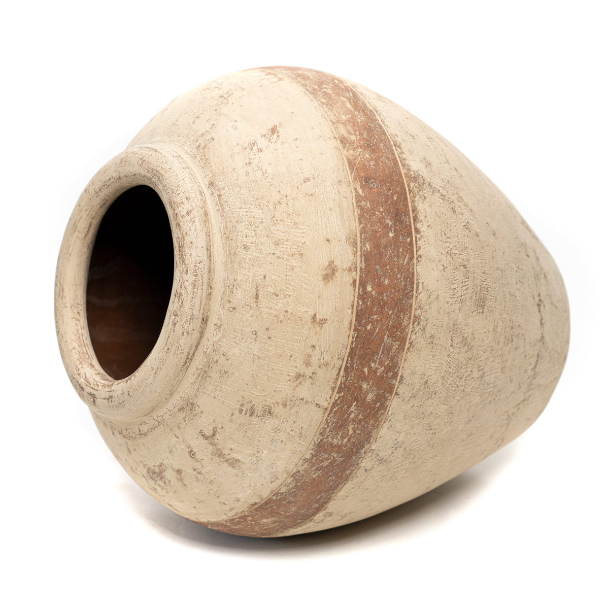 17 Inches Tribe Water Jar with Light Brown Stripes