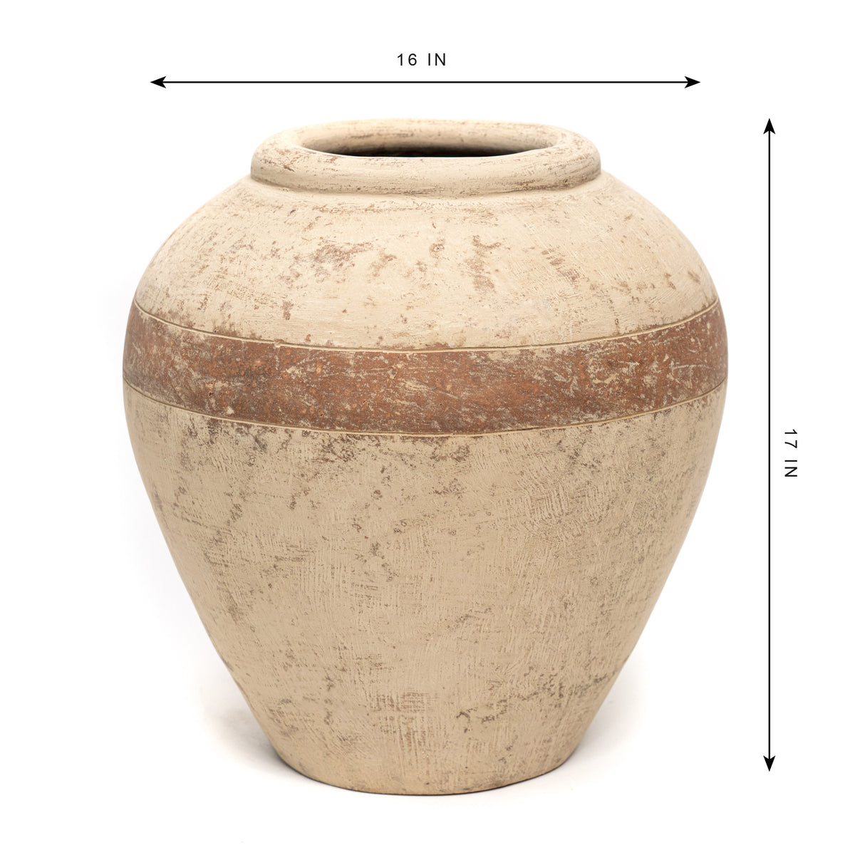 17 Inches Tribe Water Jar with Light Brown Stripes
