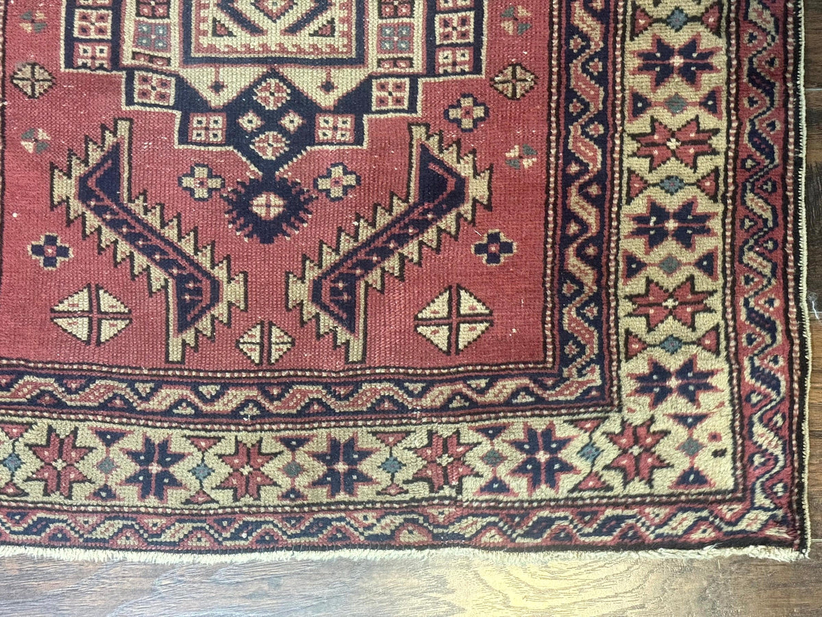 Antique Turkish Sparta Rug 3x6, Geometric Caucasian Kazak Pattern, Handmade - Jewel Rugs, view 10