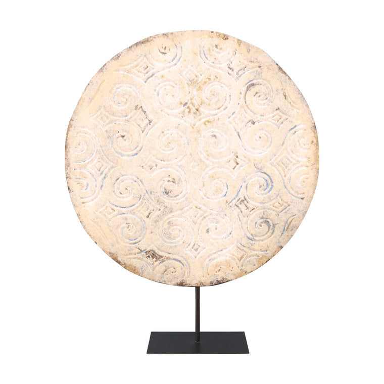 24" Wide Lucky Cloud Wood Disk with Iron Stand Vintage Style image 3