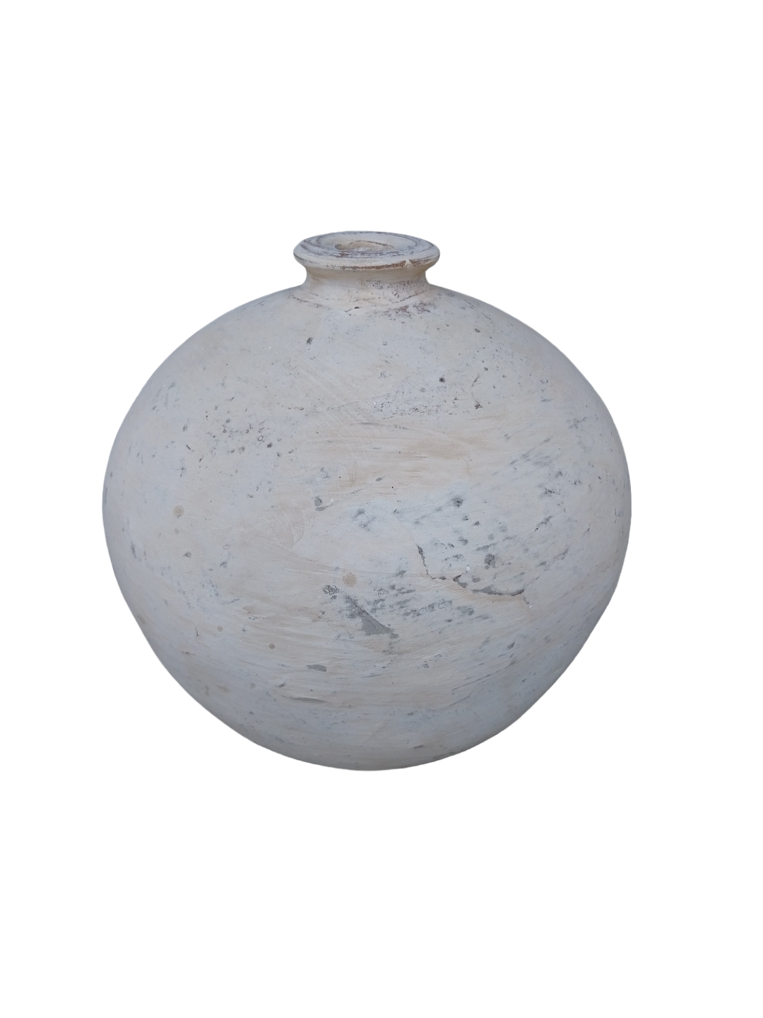 Approx. 10" High Terracota Vase Round Off White