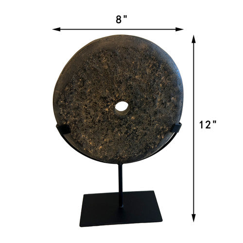 Approx.12" High Lava Stone Disk with Iron Stand image 2