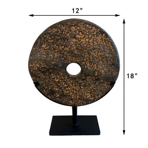 Approx. 18" High Lava Stone Disk with Iron Stand image 2