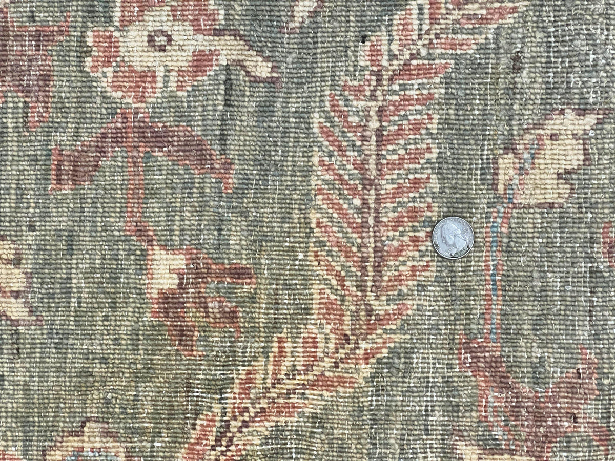 Large Modern Pakistani Rug 9x12, Handmade Wool Carpet, Peshawar Rug, Hand Knotted Oriental Rug, Contemporary, Floral, Light Green - Jewel Rugs, view 12