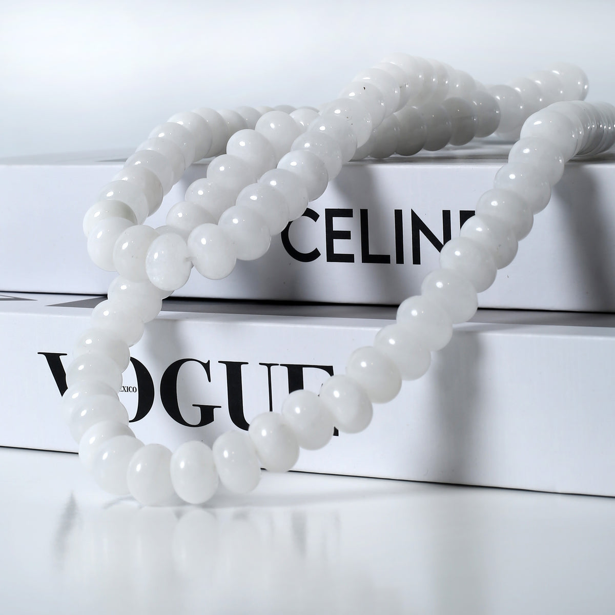 Approx. 16" Long Marble Beads Natural White