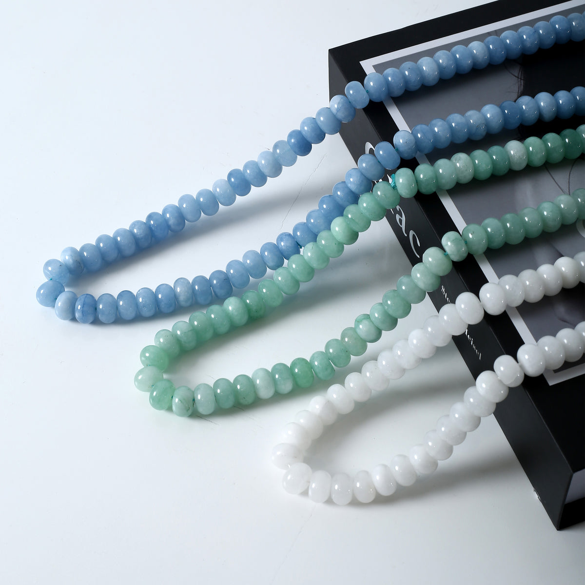 Approx. 16" Long Marble Beads Soft Green