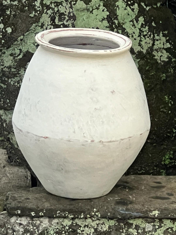 Approx.15" H Terra Cotta Vase Distressed Off White image 3