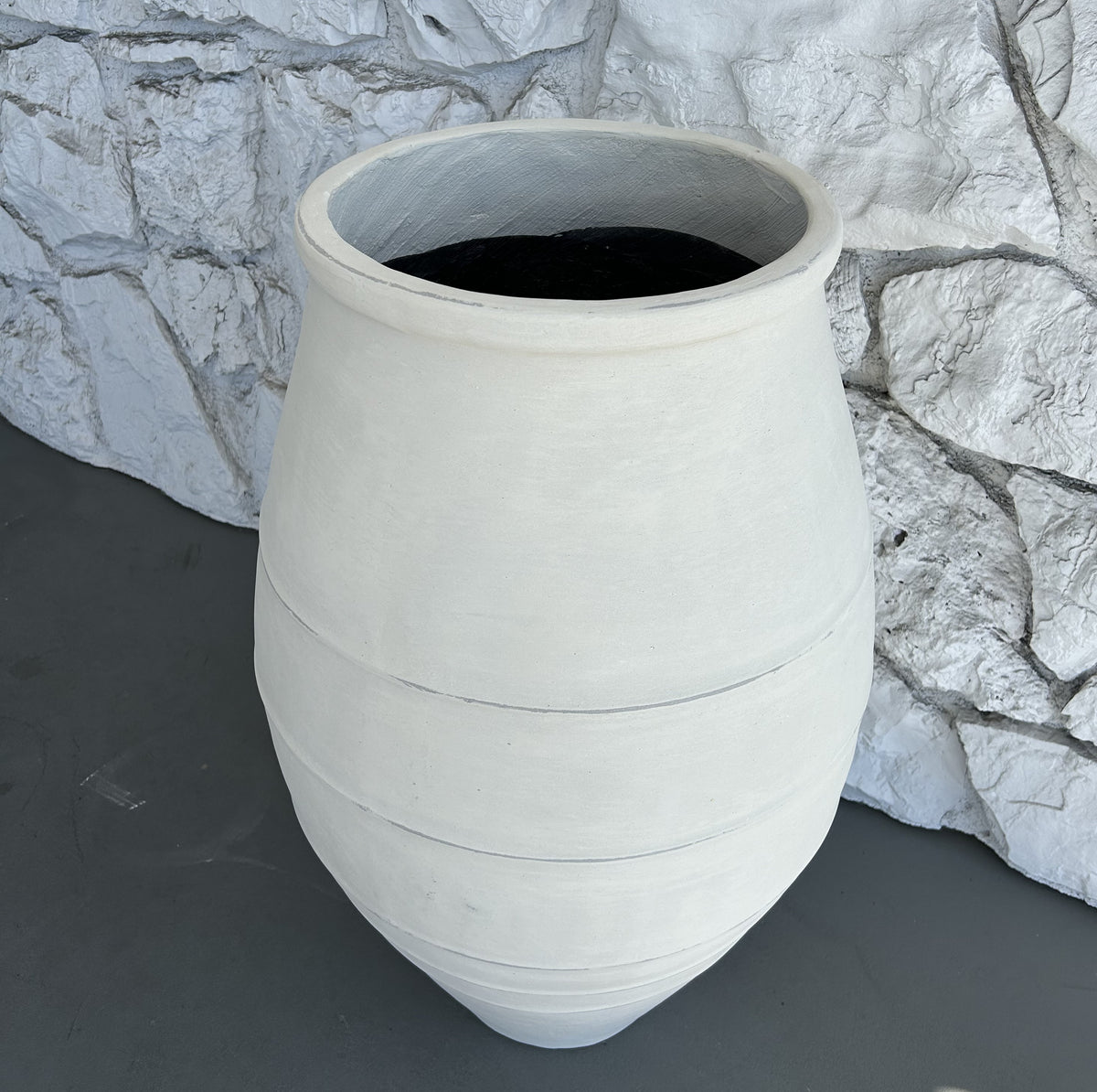 Approx. 31" H decorative planter distressed white
