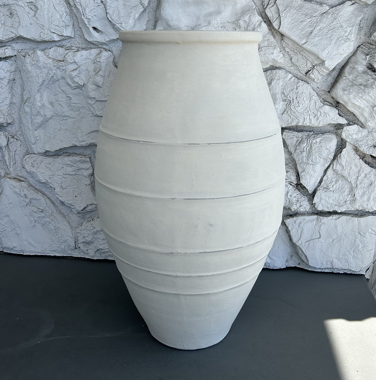 Approx. 31" H decorative planter distressed white