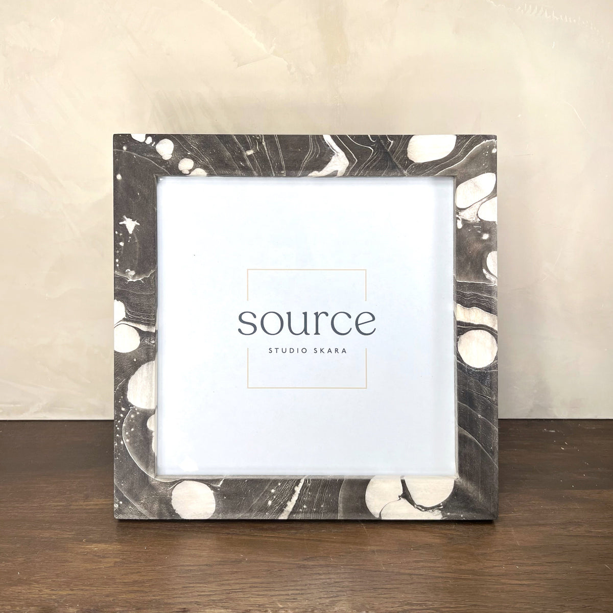 Neue Hand Marbled Wood Picture Frame - Black & White (8x8) - Source by Studio Skara, view 2