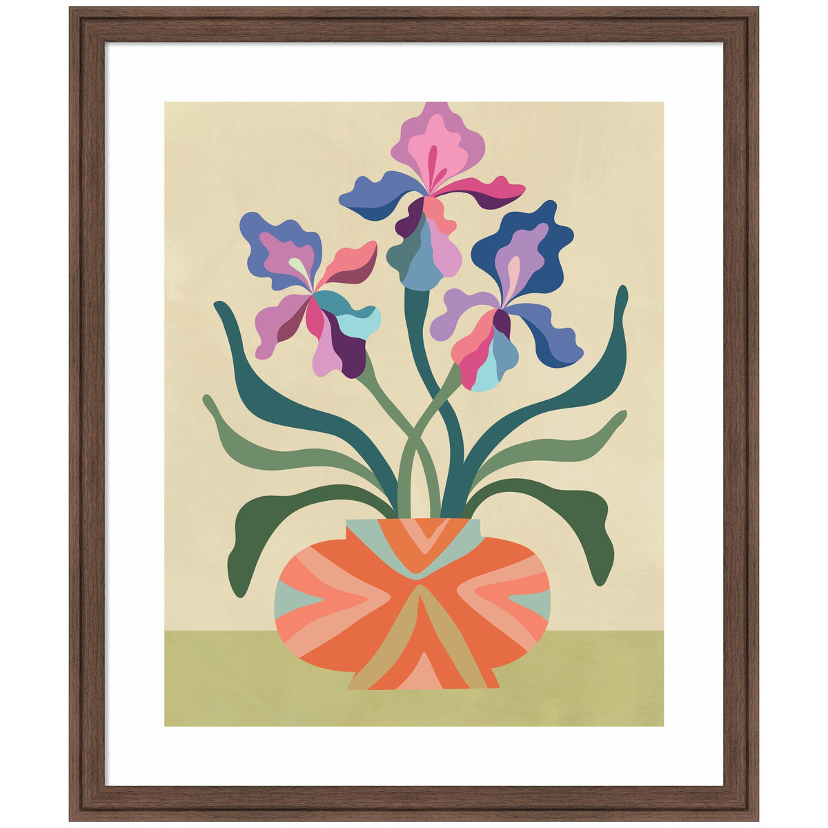Framed Art Iris and Vase by Rachel Lee