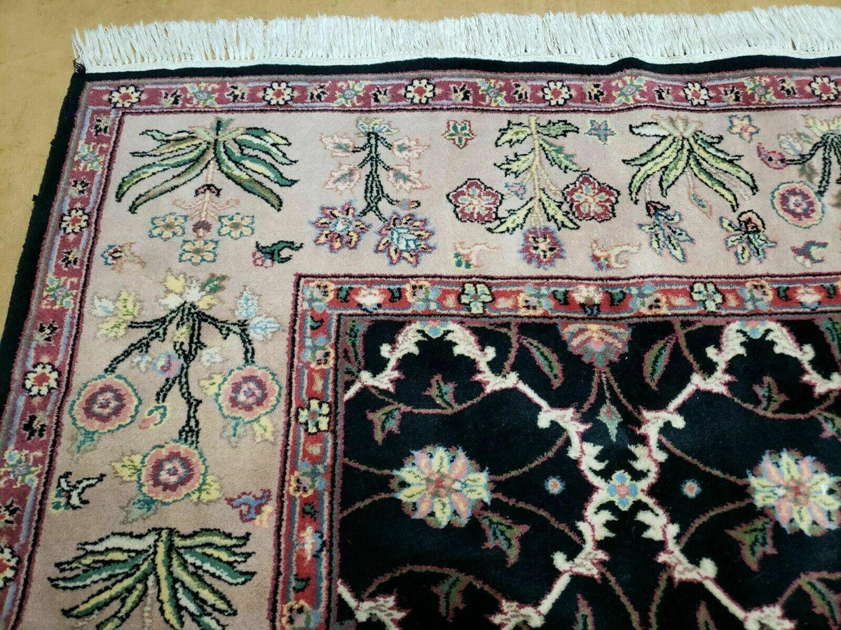 6' X 9' Handmade India Floral Oriental Wool Rug Carpet Hand Knotted Nice Black - Jewel Rugs, view 6