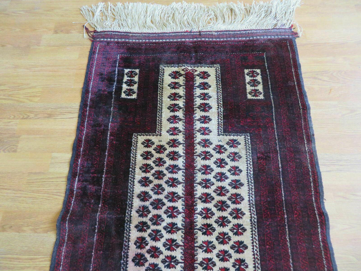 3' X 5' Handmade Fine Knotted Balouch Turkoman Prayer Silk Wool Rug - Jewel Rugs, view 3