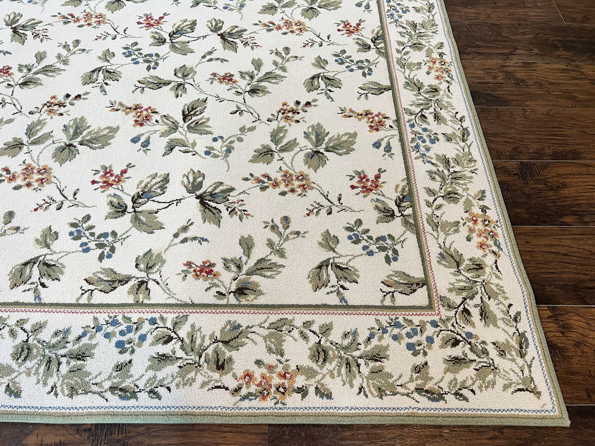 Vintage Stark Carpet 7x10, Ivory and Green, European Aubusson Design, Allover Pattern, Stark Rug - Jewel Rugs, view 9