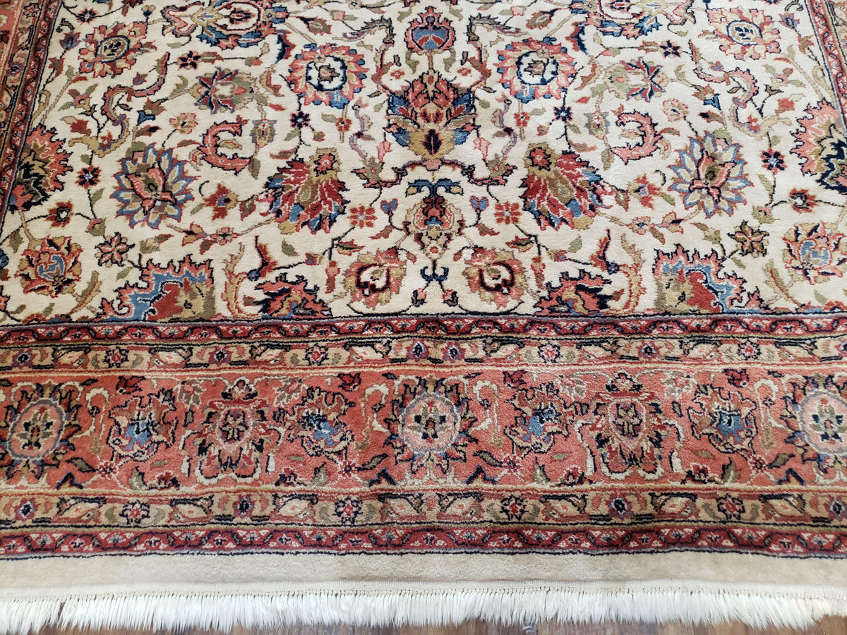 6x9 Top Quality Handmade Wool Area Rug Floral Allover Carpet Veg Dyes Beige - Jewel Rugs, view 5
