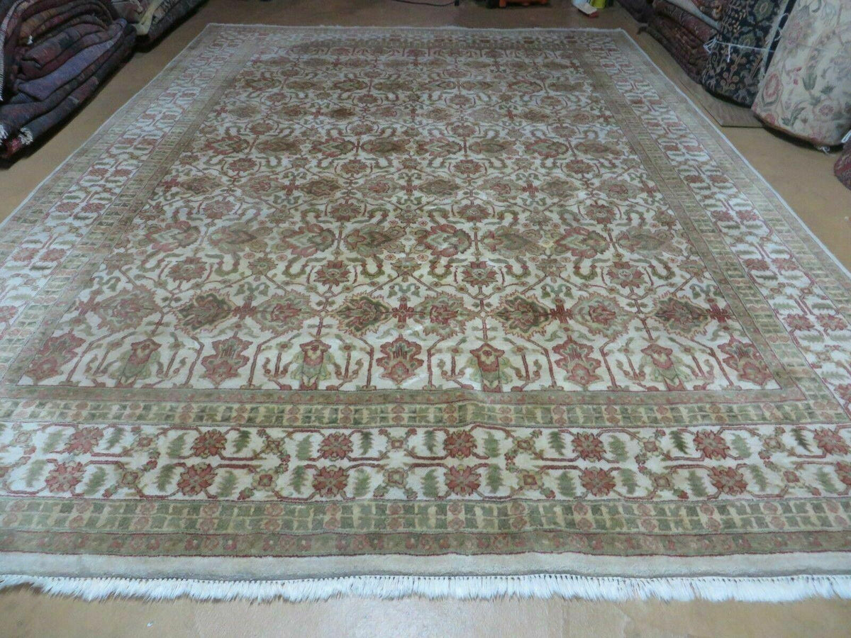 8' 5" X 12' Handmade India Agra Floral Oriental Wool Rug Tea Washed Carpet Nice - Jewel Rugs, view 12