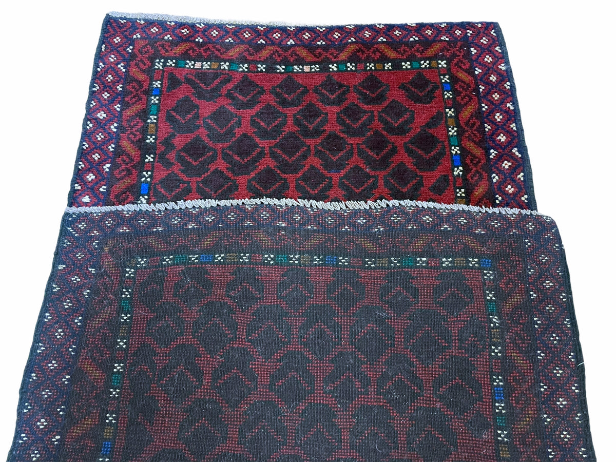 2' 8" X 4' 6" Vintage Handmade Tribal Wool Rug Balouchi Rug Afghan Rug Red Blue - Jewel Rugs, view 10
