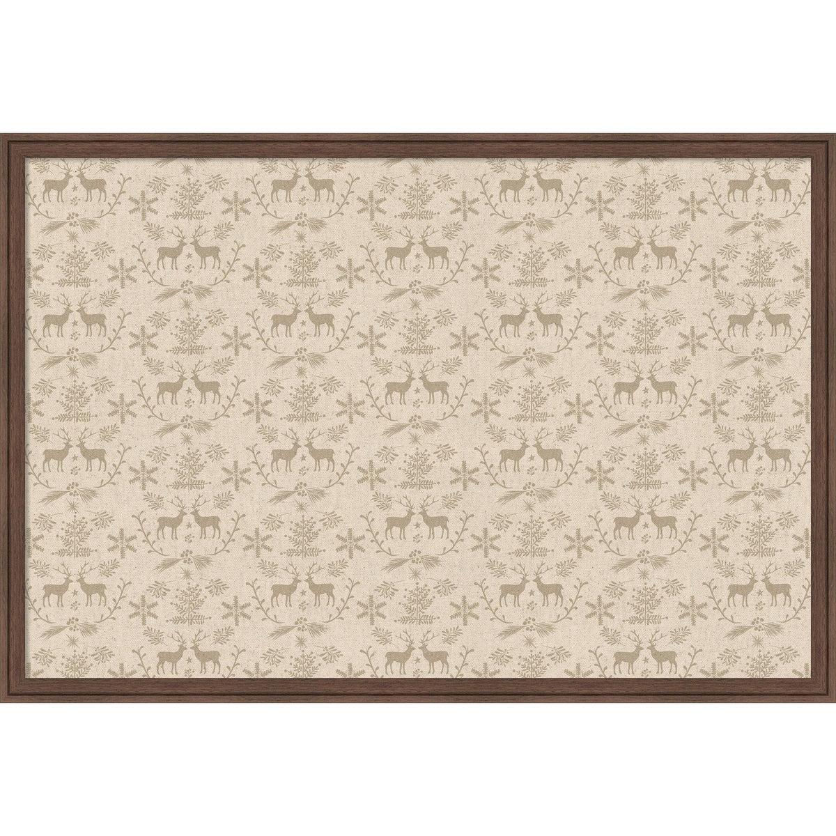 Framed Fabric Magnetic Board Reindeer Linen Wall Organization