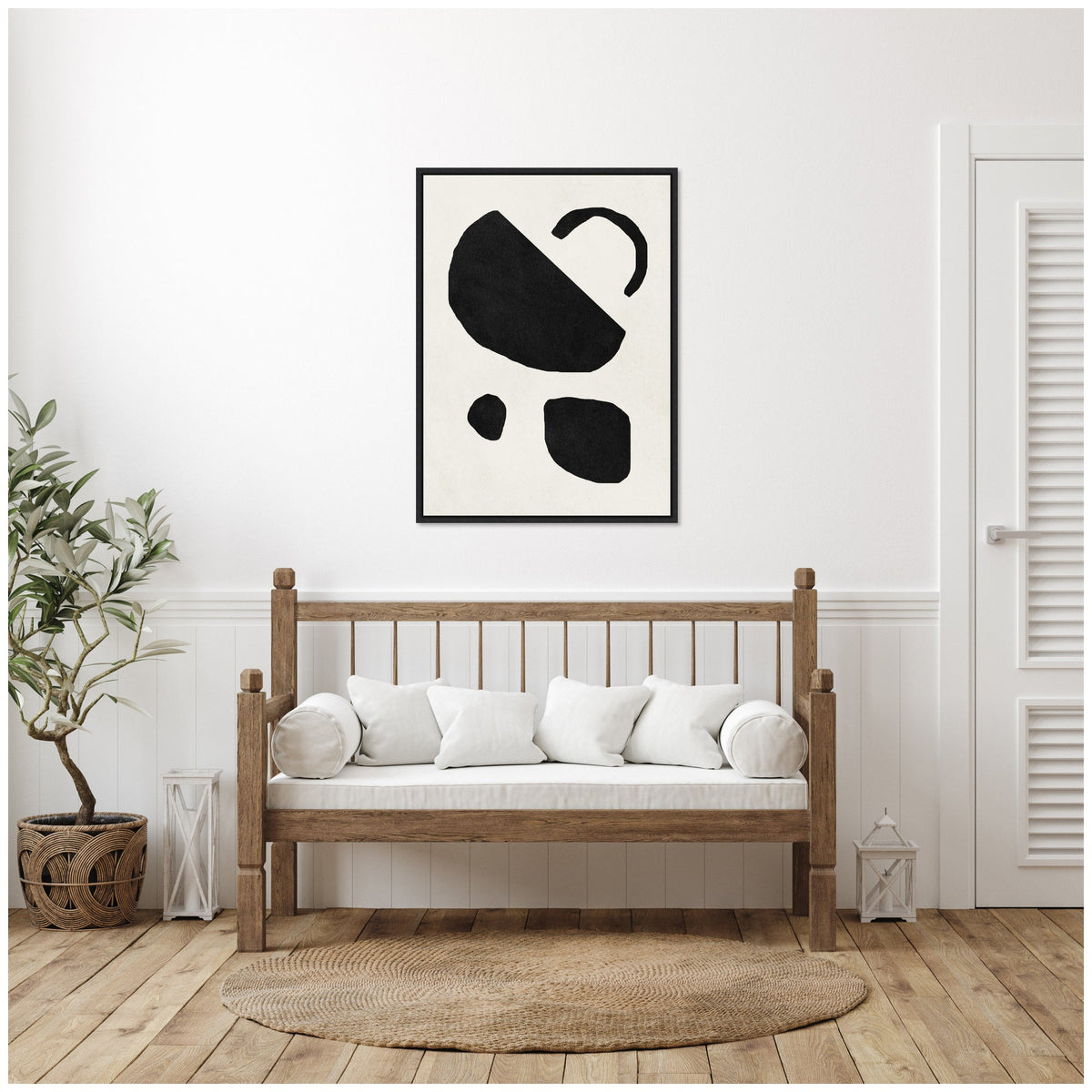 Sylvie Black Geometric Abstract 2 Framed Canvas by July Art Prints