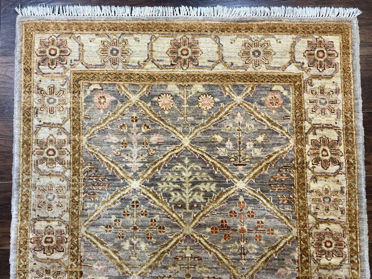 Pakistani Peshawar Rug 3.6 x 5, Safavieh Wool Handmade Hand Knotted Vintage Rug, Panel Design Oriental Carpet, Pair C - Jewel Rugs, view 4