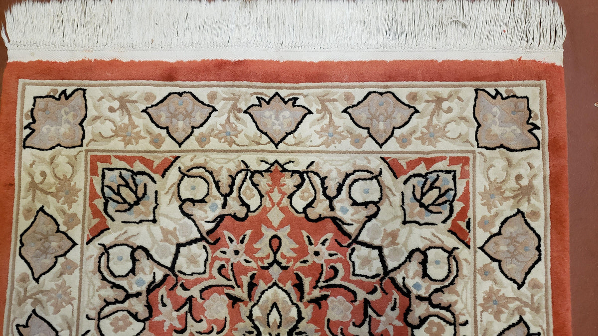 3x5 Red Chinese Plush Rug, Hand Knotted Soft Wool Carpet, Medallion Rug, Fine Vintage Rug, 120 Line, Small Area Rug - Jewel Rugs, view 5