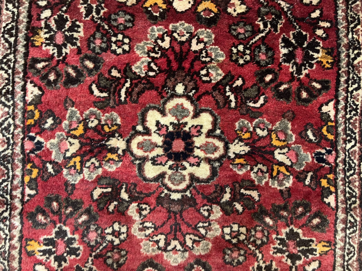 Small Persian Sarouk Rug 2x4 ft, Allover Floral Pattern, Red Black Cream, Hand Knotted Wool Traditional Oriental Carpet, Antique Persian Rug 2 x 4 - Jewel Rugs, view 4