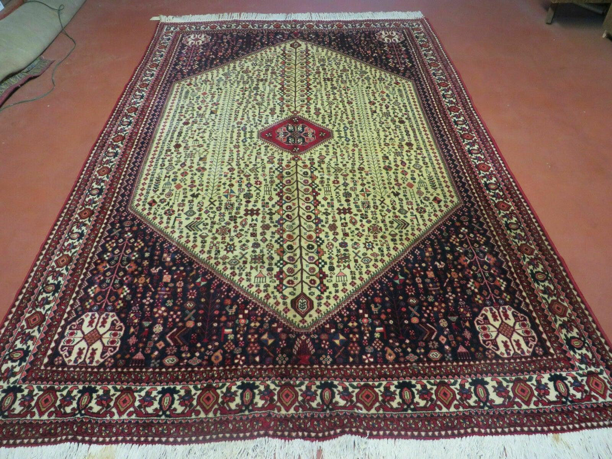7' X 10' Vintage Handmade Indian Floral Wool Rug Hand Knotted Carpet Ivory Red - Jewel Rugs, view 2