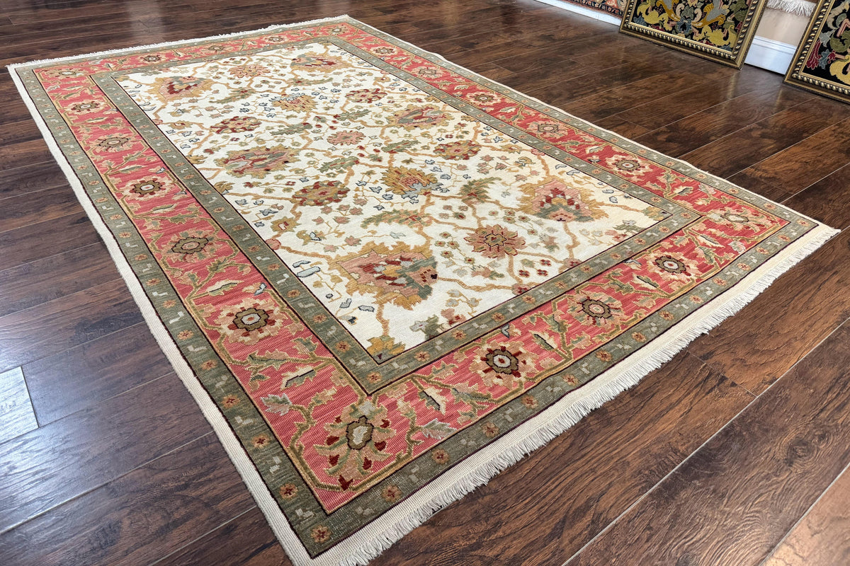Flatweave Soumak Rug 6x9, Nourison Rug, Wool Handmade, Floral, Ivory - Jewel Rugs, view 3