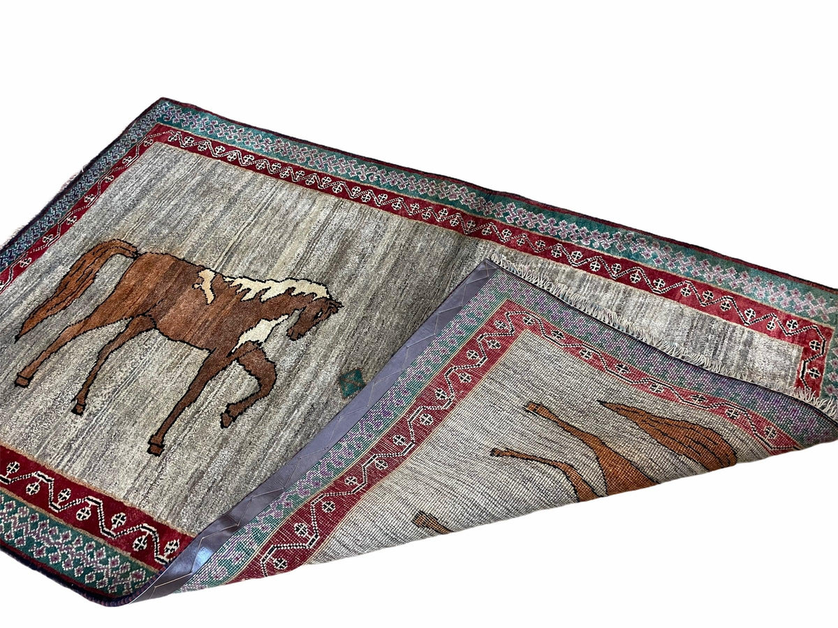 4 X 6 Handmade Rug Zagros New Vintage Quality Wool Rug Horses Silver Brown Nice - Jewel Rugs, view 8