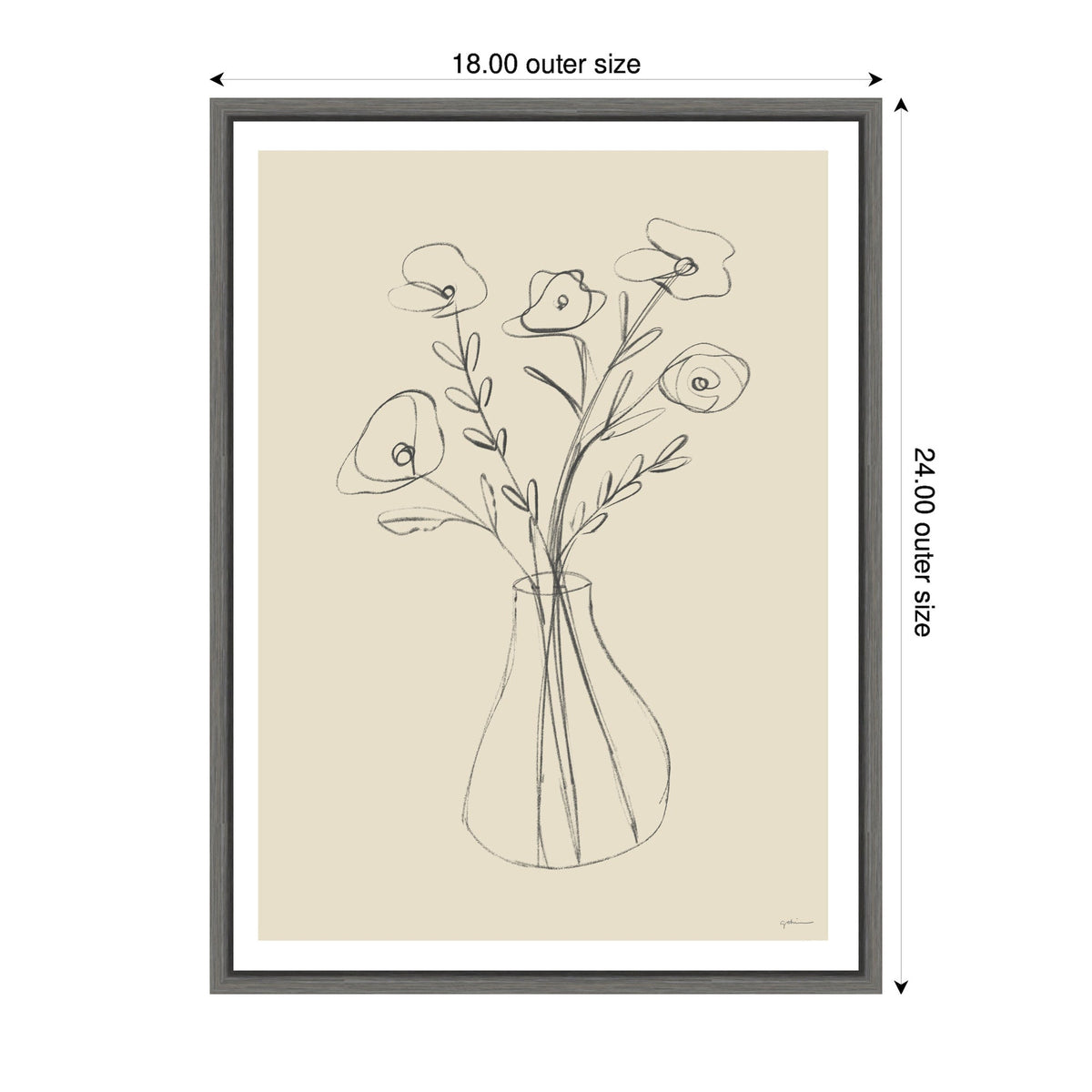 Floral Vase by Gabrielly Guedes Framed Canvas Wall Art Print