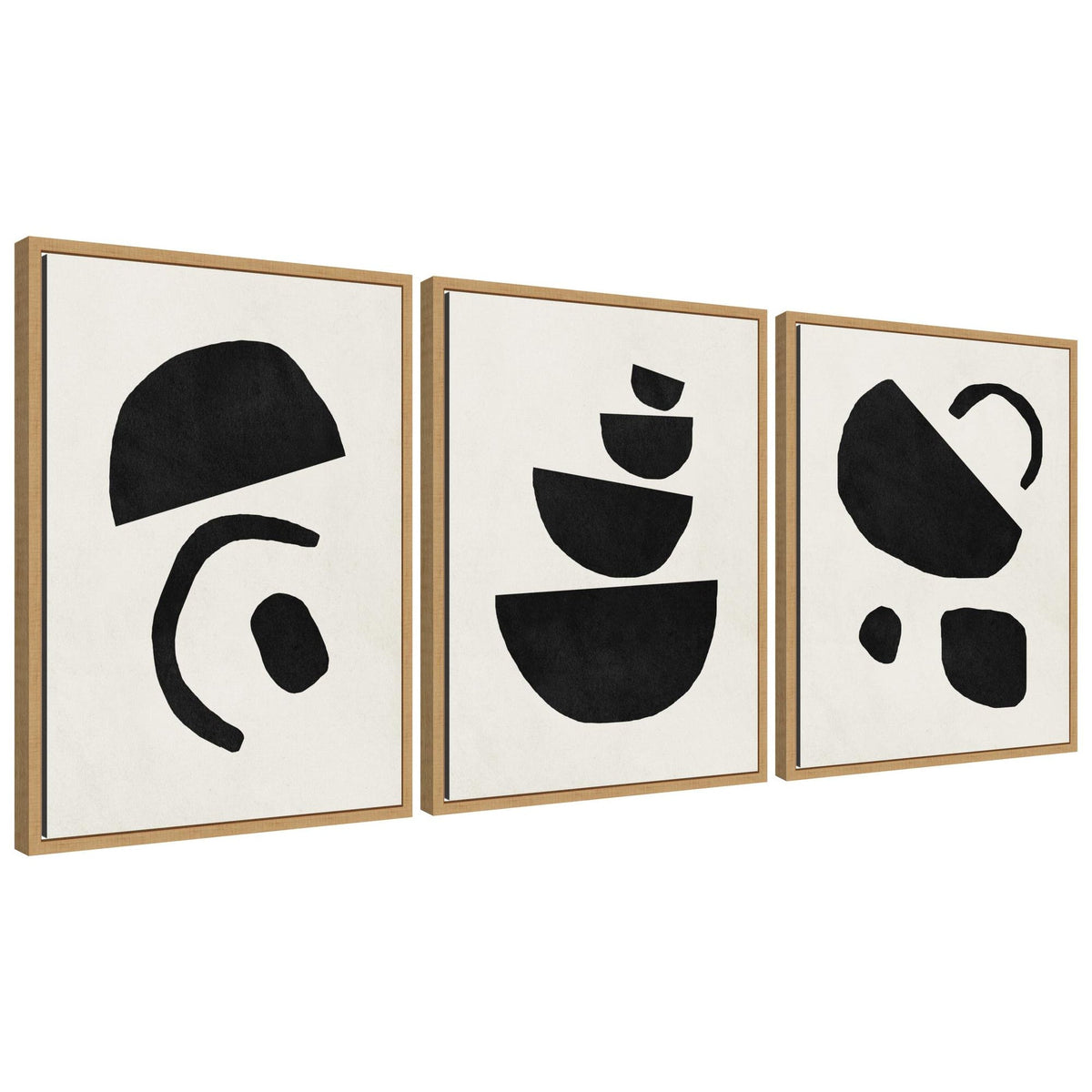Sylvie Black Geometric Abstracts Framed Canvas Art Set by July Art Prints
