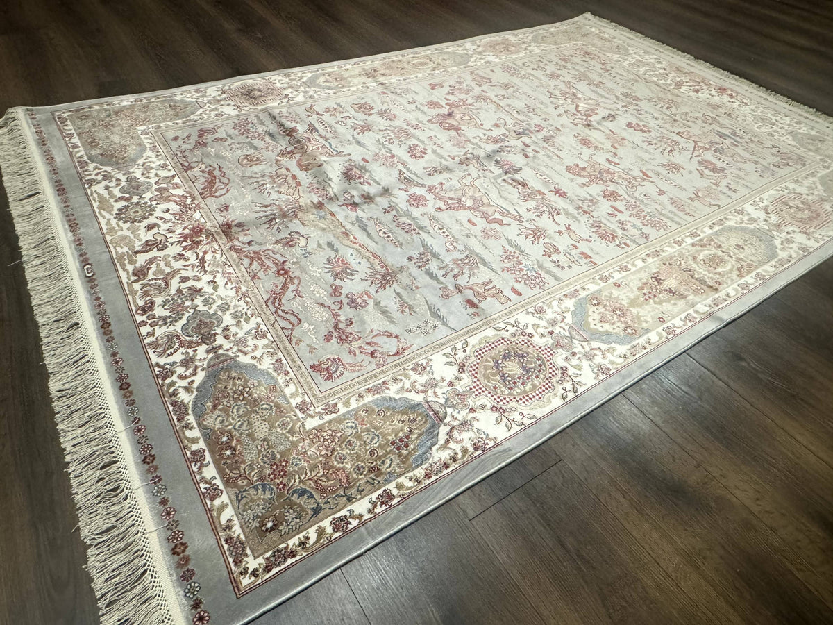 Turkish Silk Rug 5x7, Hunting Design, Animal Pictorials, Bamboo Silk - Jewel Rugs, view 7