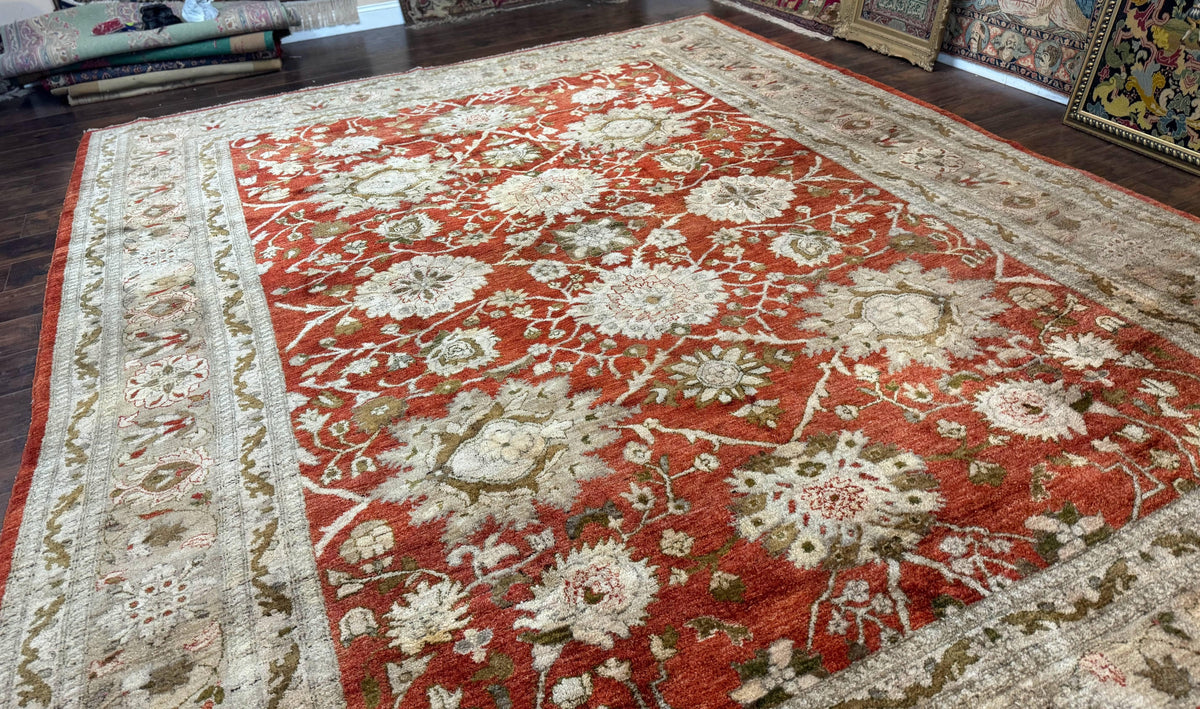Pakistani Peshawar Rug 10x13, Burnt Orange, Large Handmade Wool Carpet - Jewel Rugs, view 13