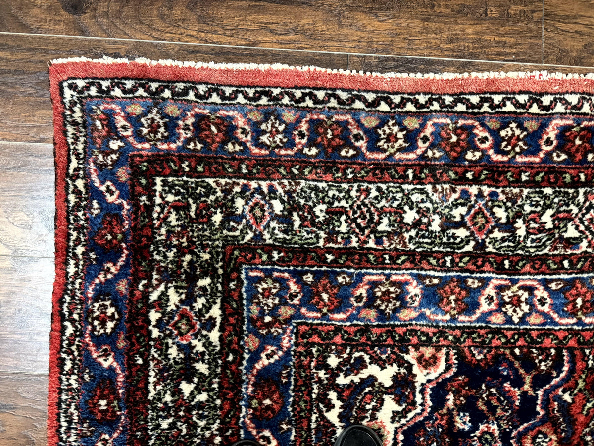 Persian Tribal Rug 6x11, Red Blue Ivory, Antique Persian Carpet, Hamadan Dargazin Carpet - Jewel Rugs, view 6