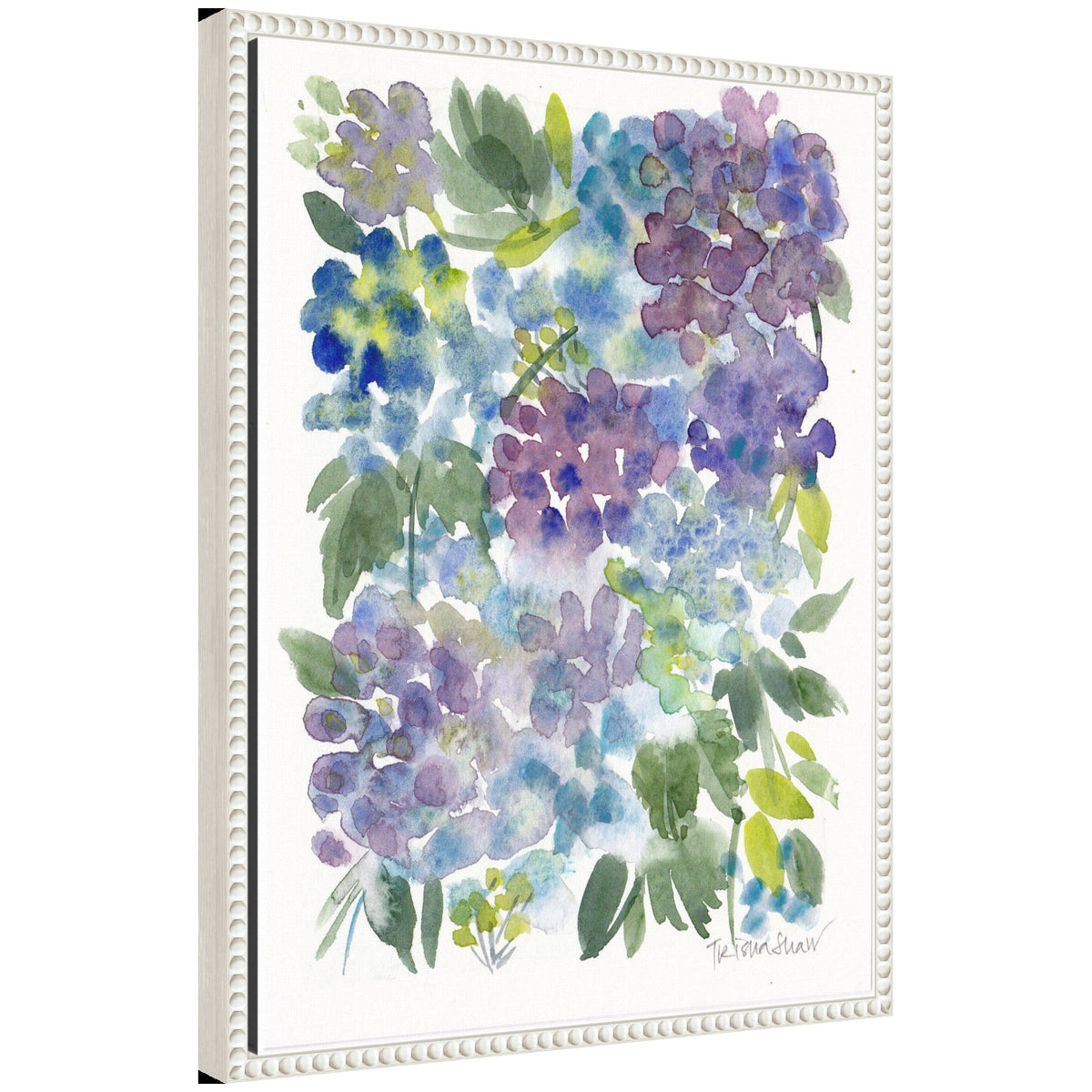 Sylvie Watercolor Purple Hydrafloral Framed Canvas by Patricia Shaw
