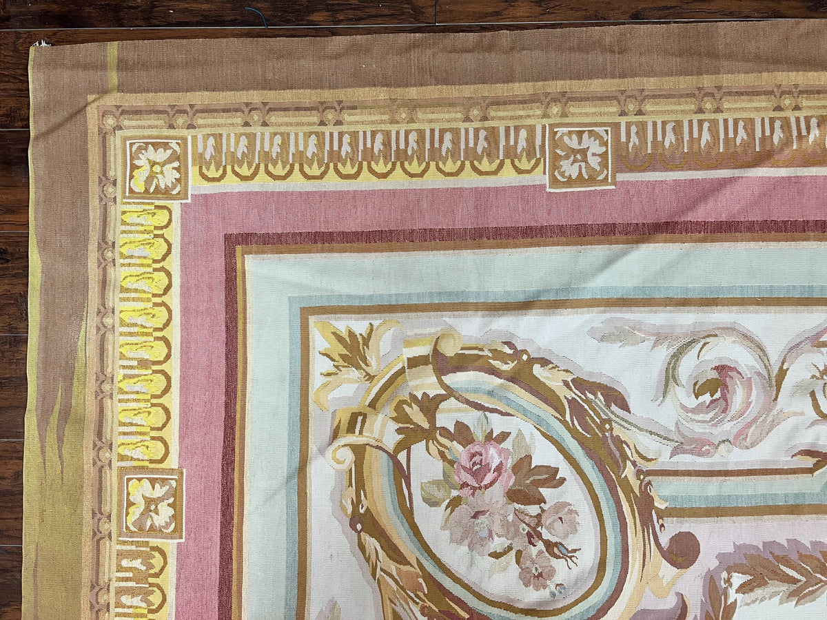 Large Aubusson Rug 11x15, Oversized Gallery Palace Size Flatweave Savonnerie Carpet 11 x 15 ft, Wool Handmade Vintage Elegant European - Jewel Rugs, view 7