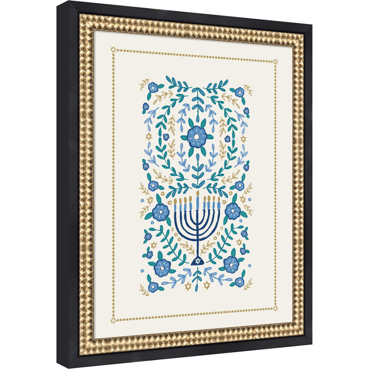 VYD Hanukkah Garden by Vicky Yorke Framed Mounted Canvas Wall Art Print