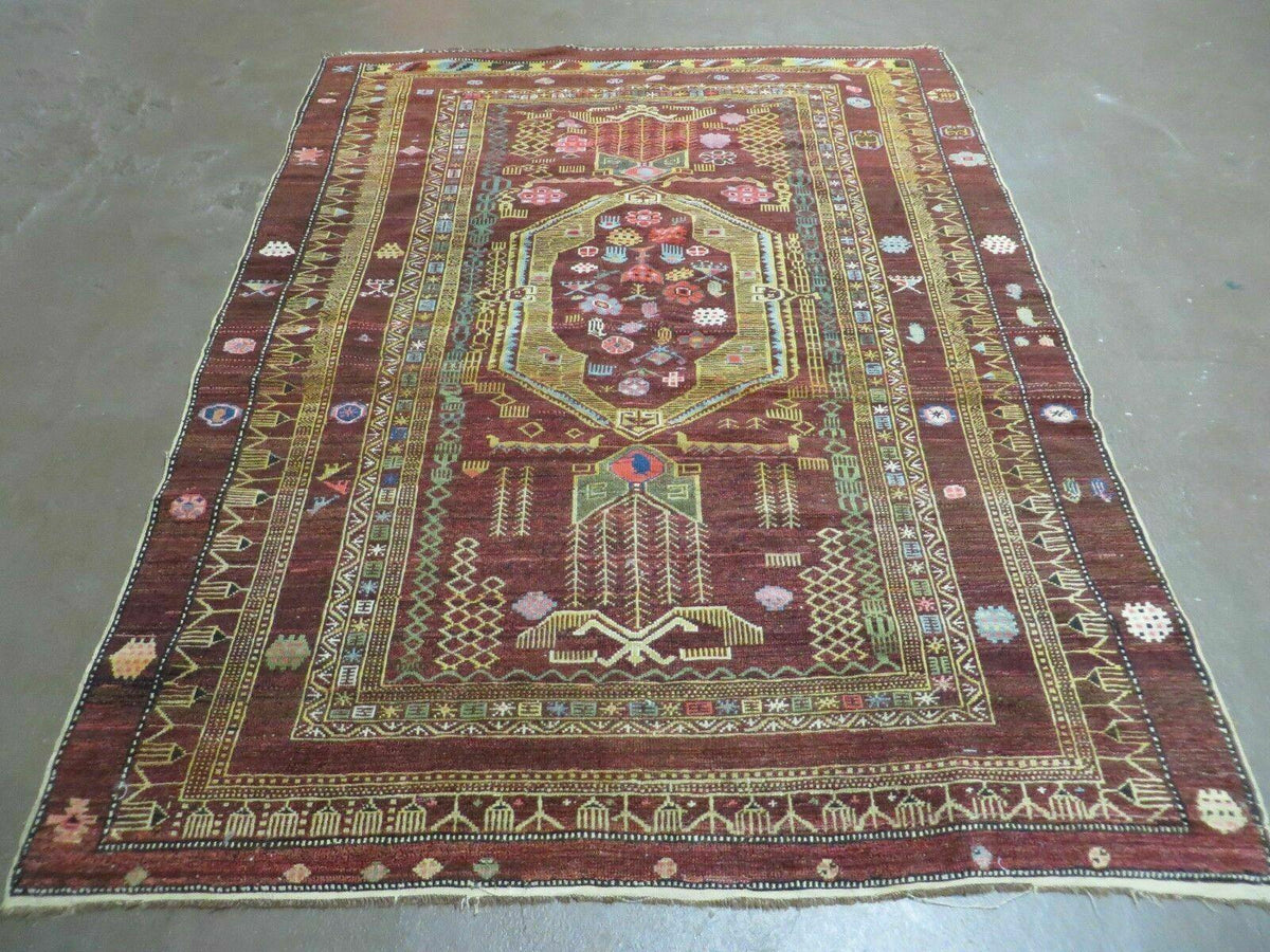 4' X 6' Antique Handmade Caucasian Shirvan Russian Armenian Wool Rug Colorful - Jewel Rugs, view 2
