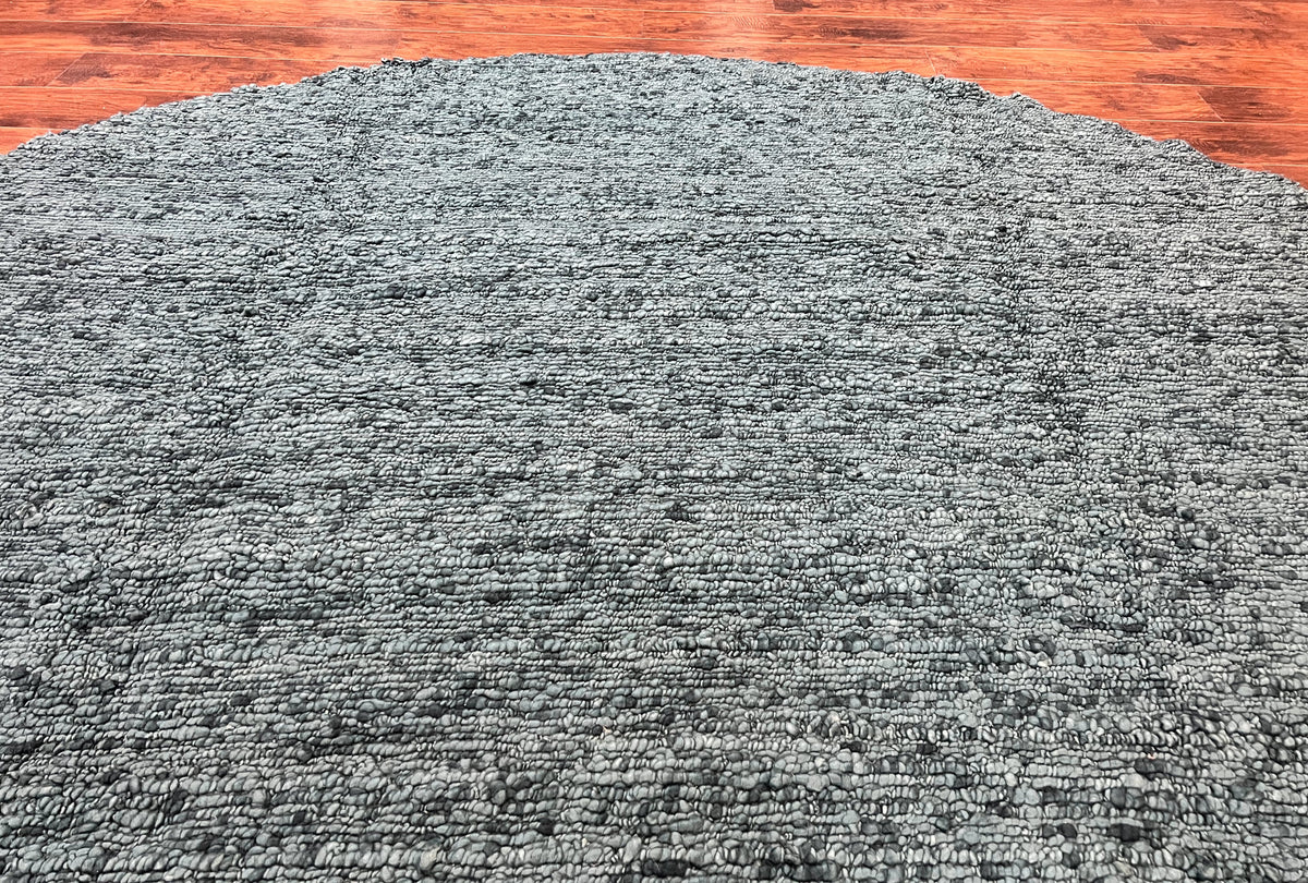 Large Round Indian Rug 11x11, Teal, Vintage Handmade Wool Carpet - Jewel Rugs, view 5