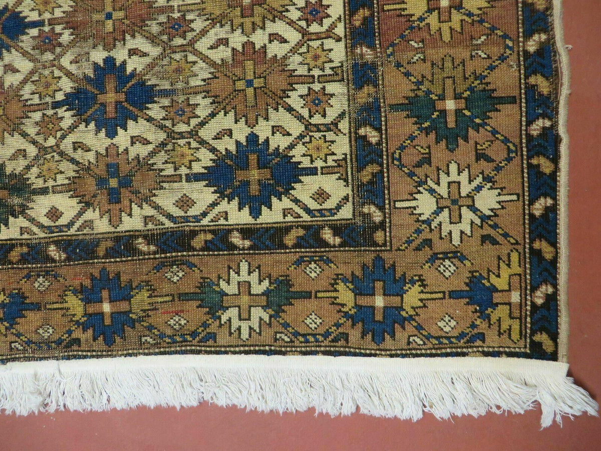 4' X 5' Antique Handmade Caucasian Kazak Shirvan Wool Rug Snow Flakes - Jewel Rugs, view 10